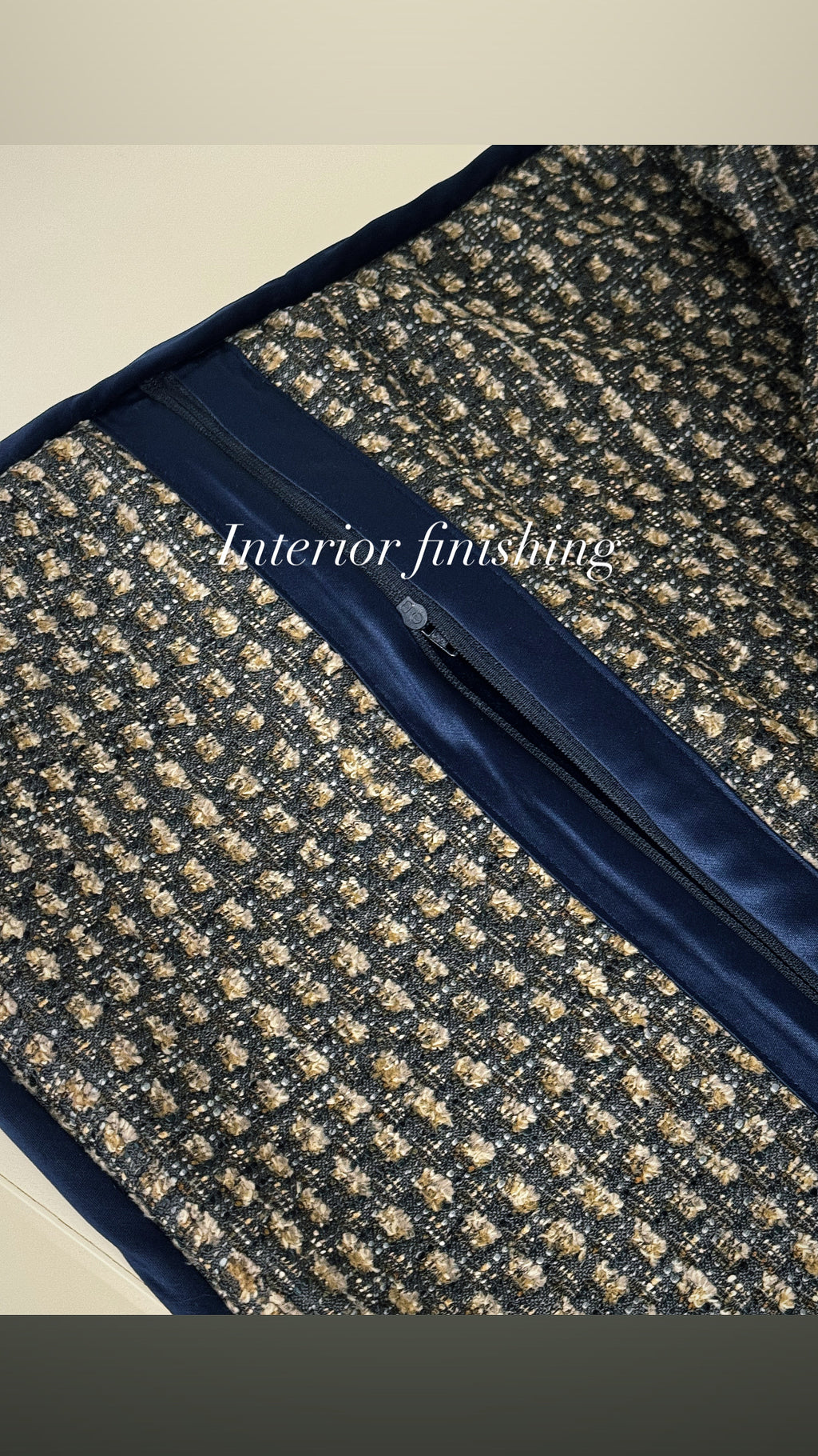 Faith That Overcomes — Woven with Navy Velvet Band Elegance (50×50 cm) | Premium Duck Down Cushion