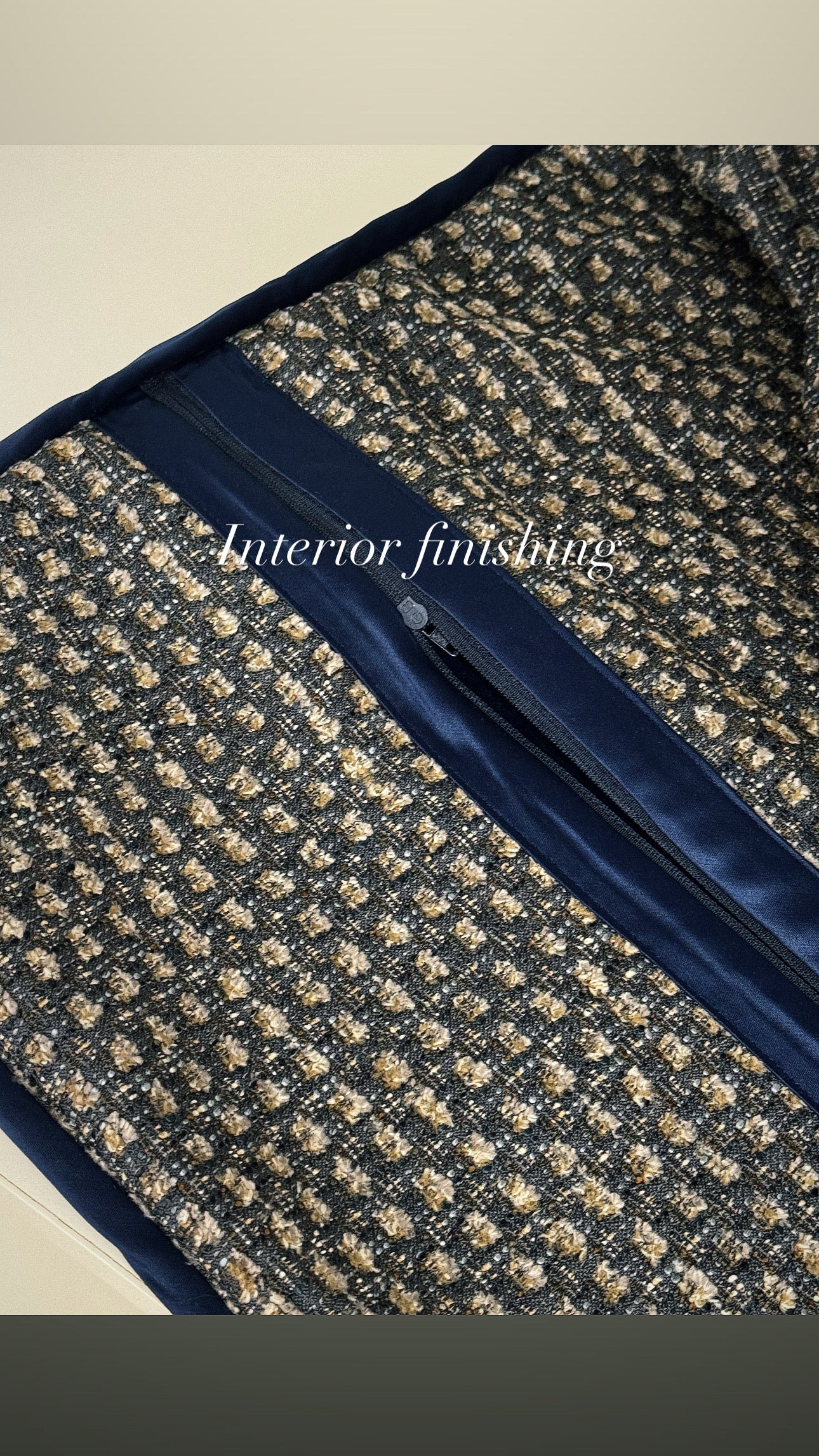 Faith That Overcomes — Woven with Navy Velvet Band Elegance (50×50 cm) | Premium Duck Down Cushion
