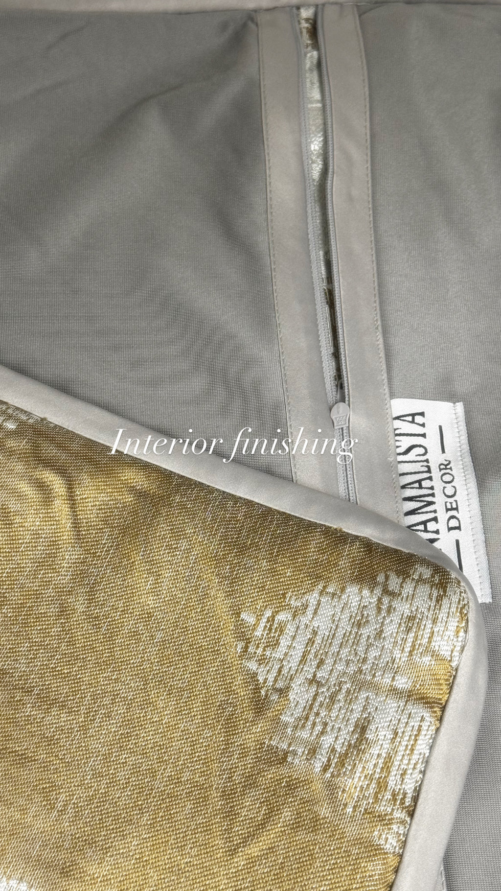 Coated In Glory — Silver & Gold Radiance with Grey Velvet Piping (50×50 cm) | Premium Duck Down Cushion