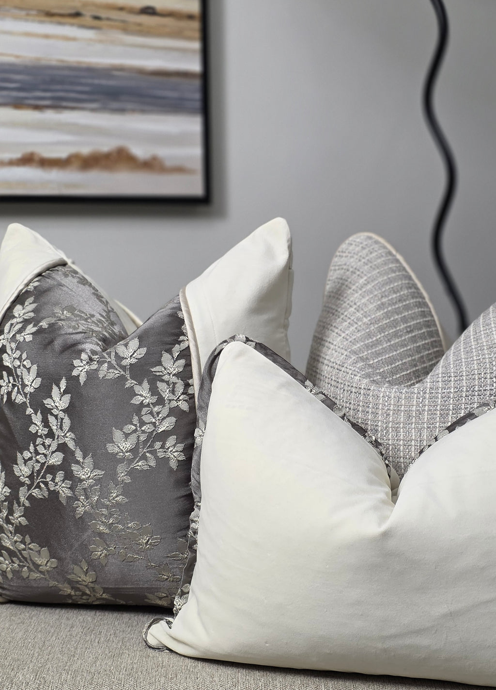 Watering the Seed of Faith — Velvet & Floral Harmony Cushion (35×50 cm) | Premium Duck Down Cushion