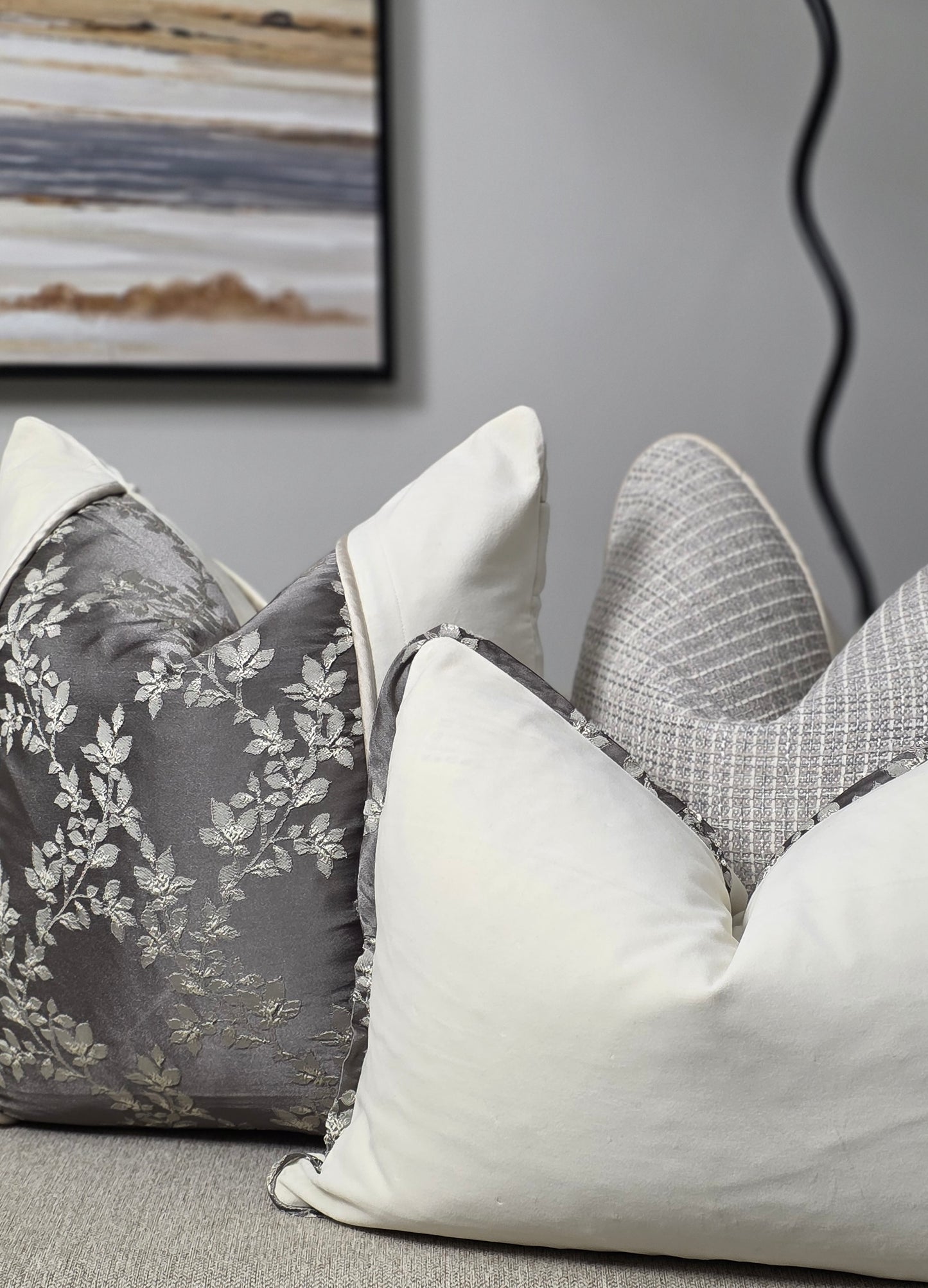 Watering the Seed of Faith — Vine-Inspired Jacquard Cushion (50×50 cm) | Premium Duck Down Cushion