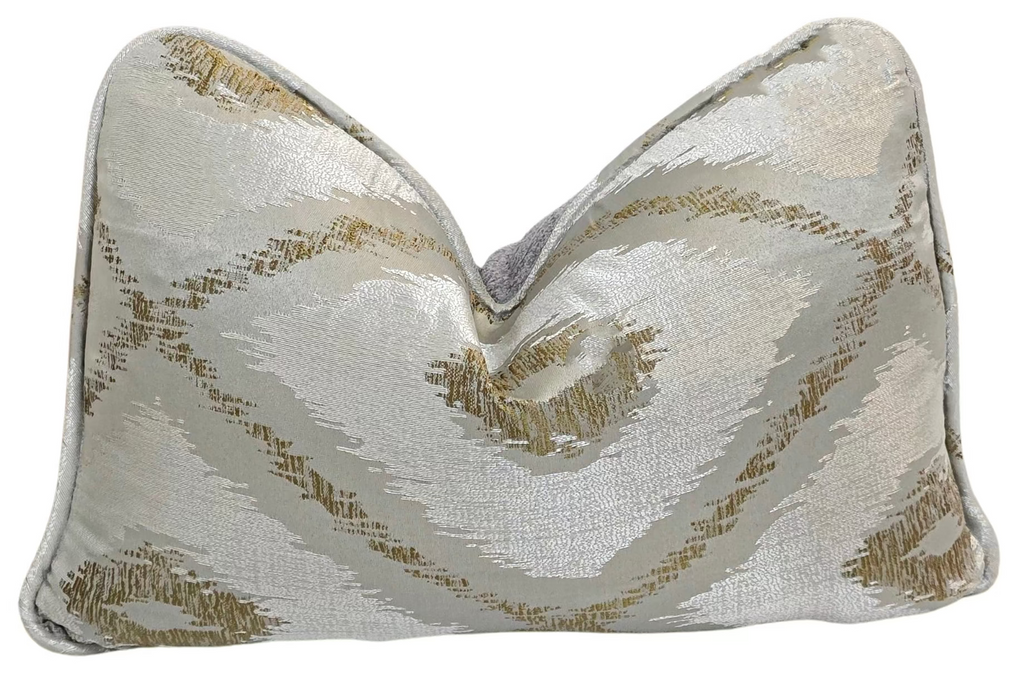 Coated In Glory — Silver & Gold Patterned Textural Cushion (35×50 cm) | Premium Duck Down Cushion