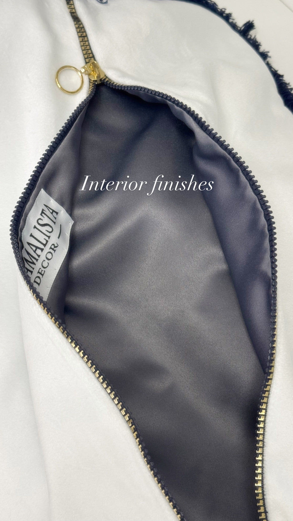 Gethsemane Flora — Navy Fringe (35×50 cm) | Premium Duck Down Cushion