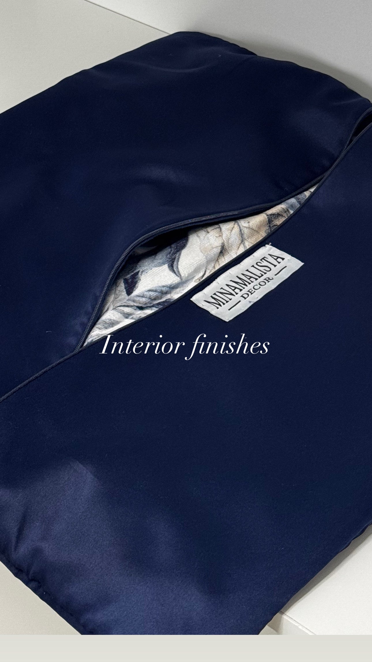 Gethsemane Flora — Navy Piping (50×50 cm) | Premium Duck Down Cushion