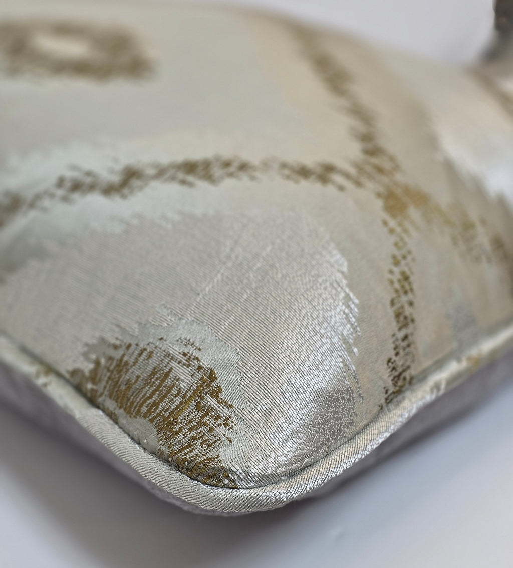 Coated In Glory — Silver & Gold Patterned Textural Cushion (35×50 cm) | Premium Duck Down Cushion
