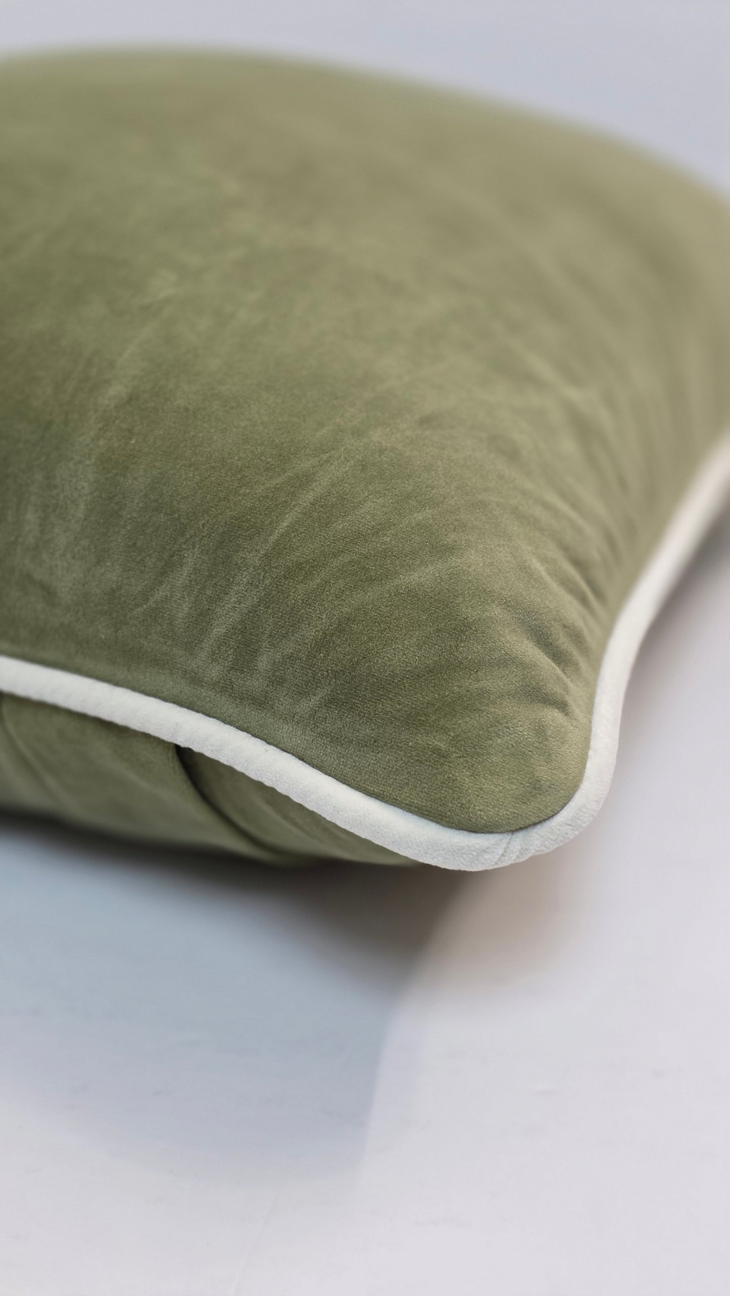 Victory Through Faith & Endurance — Olive Velvet Cushion  (55×55 cm | Premium Duck Down Cushion)