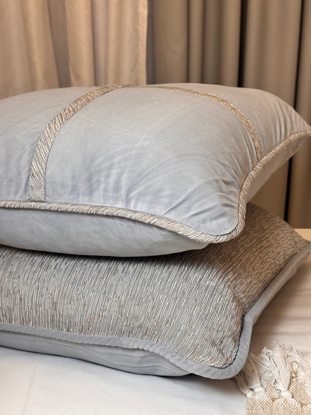 The Love of God That Qualifies Us — Textured Neutral Elegance (50×50 cm) | Premium Duck Down Cushion