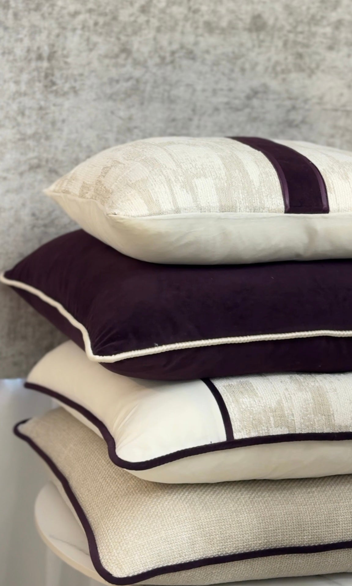 The Blood That Justified  Us Through Faith — Deep Royal Plum Velvet (50×50 cm) | Premium Duck Down Cushion