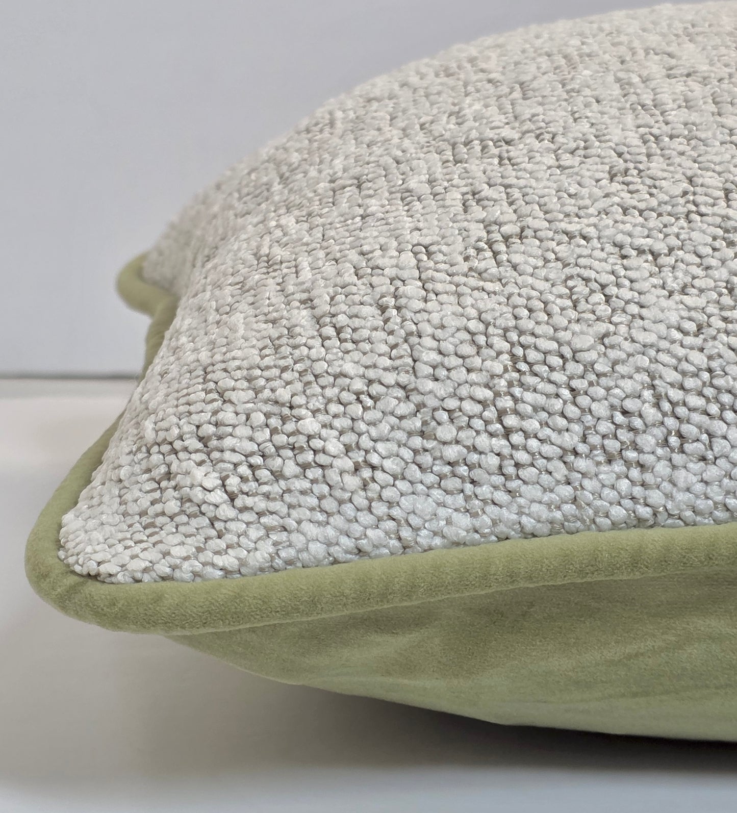 Victory Through Faith & Endurance — Ivory Bouclé Lumbar Cushion  (35×50 cm | Premium Duck Down Cushion)