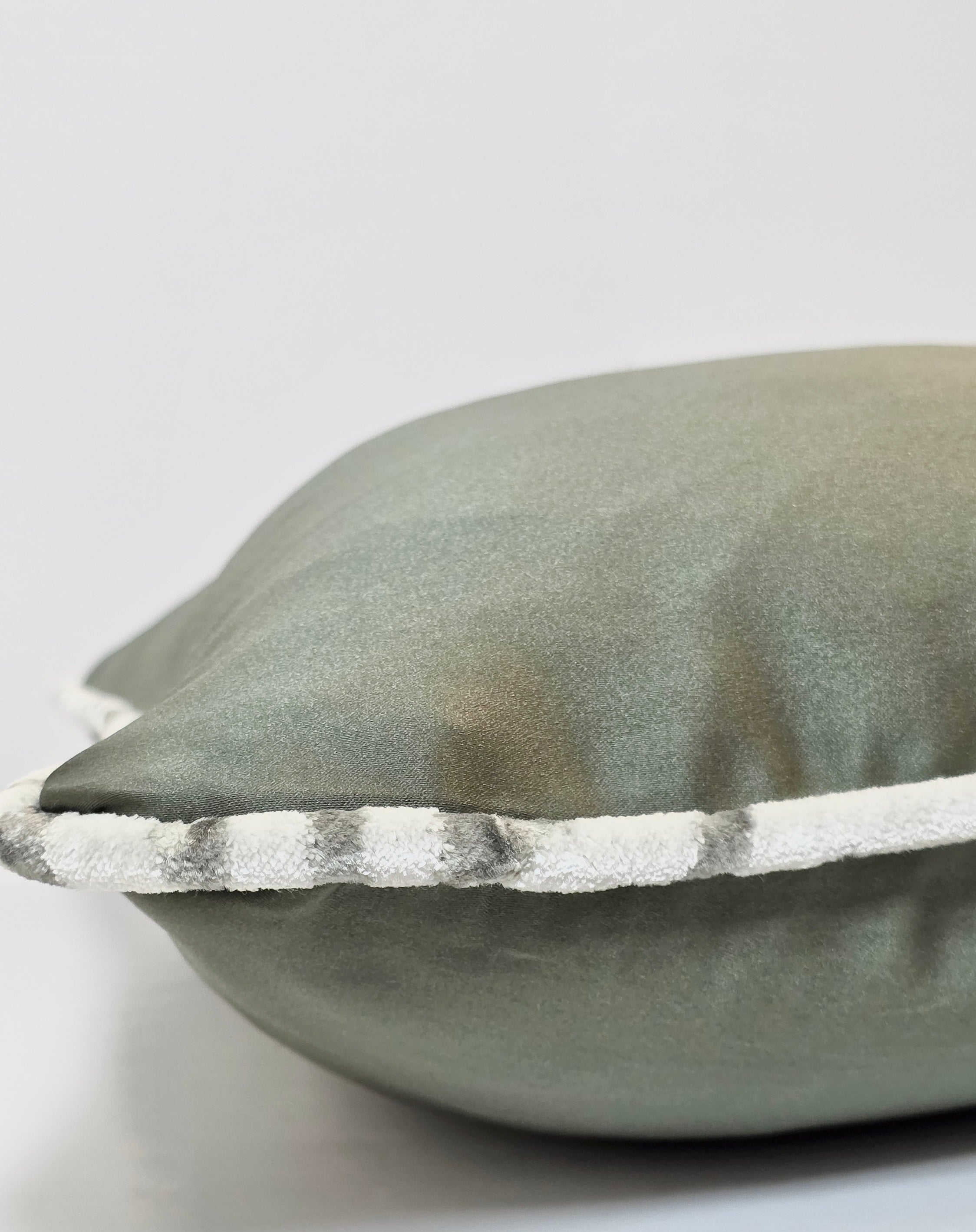 Faith Led by Vision — Olive Satin Lumbar (35×50 cm) | Premium Duck Down Cushion