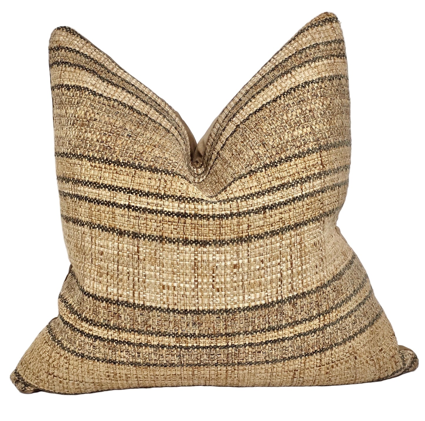 Faith & Repentance — Woven Sand Stripe Cushion  (55×55 cm | Premium Duck Down Cushion)