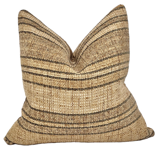 Faith & Repentance — Woven Sand Stripe Cushion  (55×55 cm | Premium Duck Down Cushion)