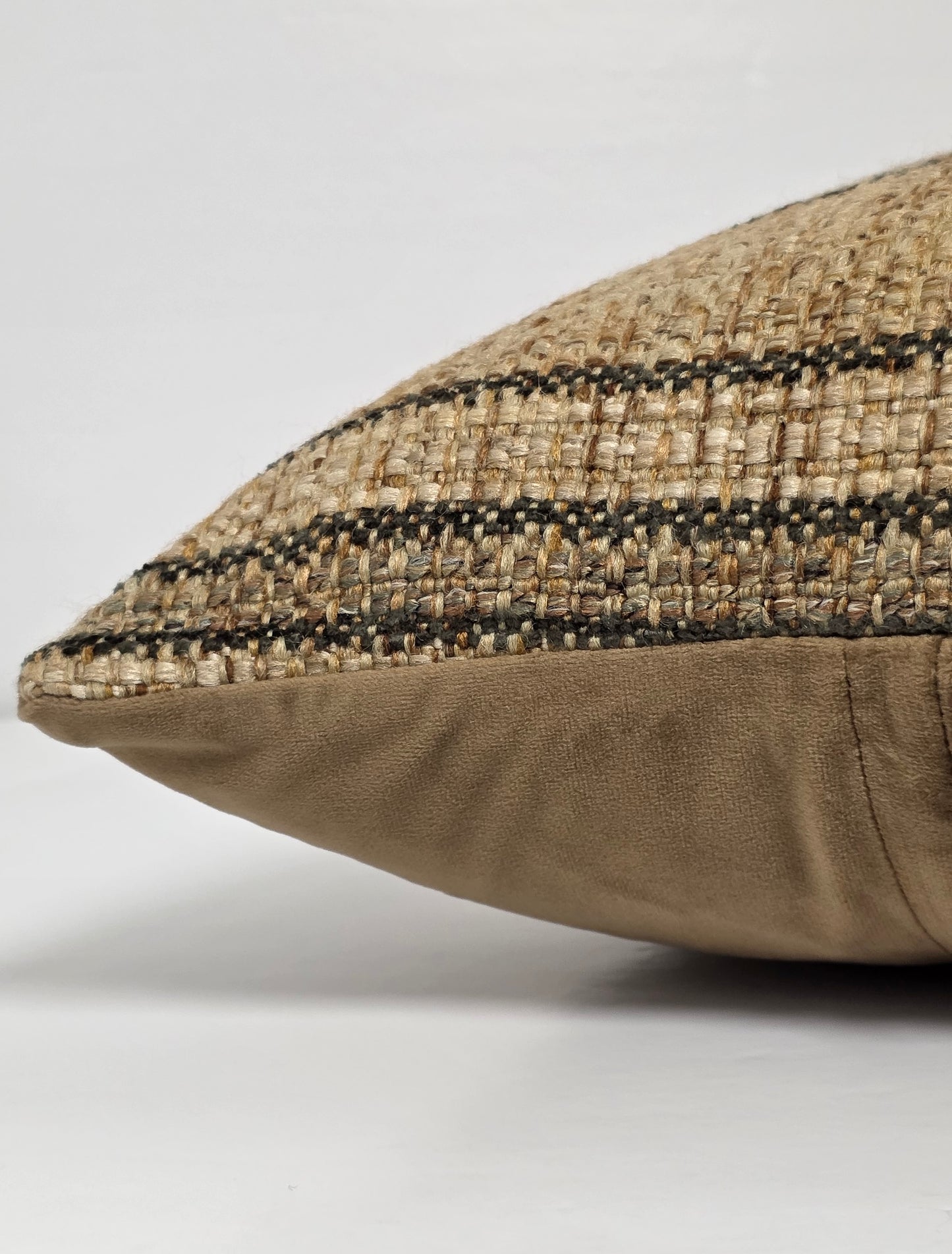 Faith & Repentance — Woven Sand Stripe Cushion  (55×55 cm | Premium Duck Down Cushion)