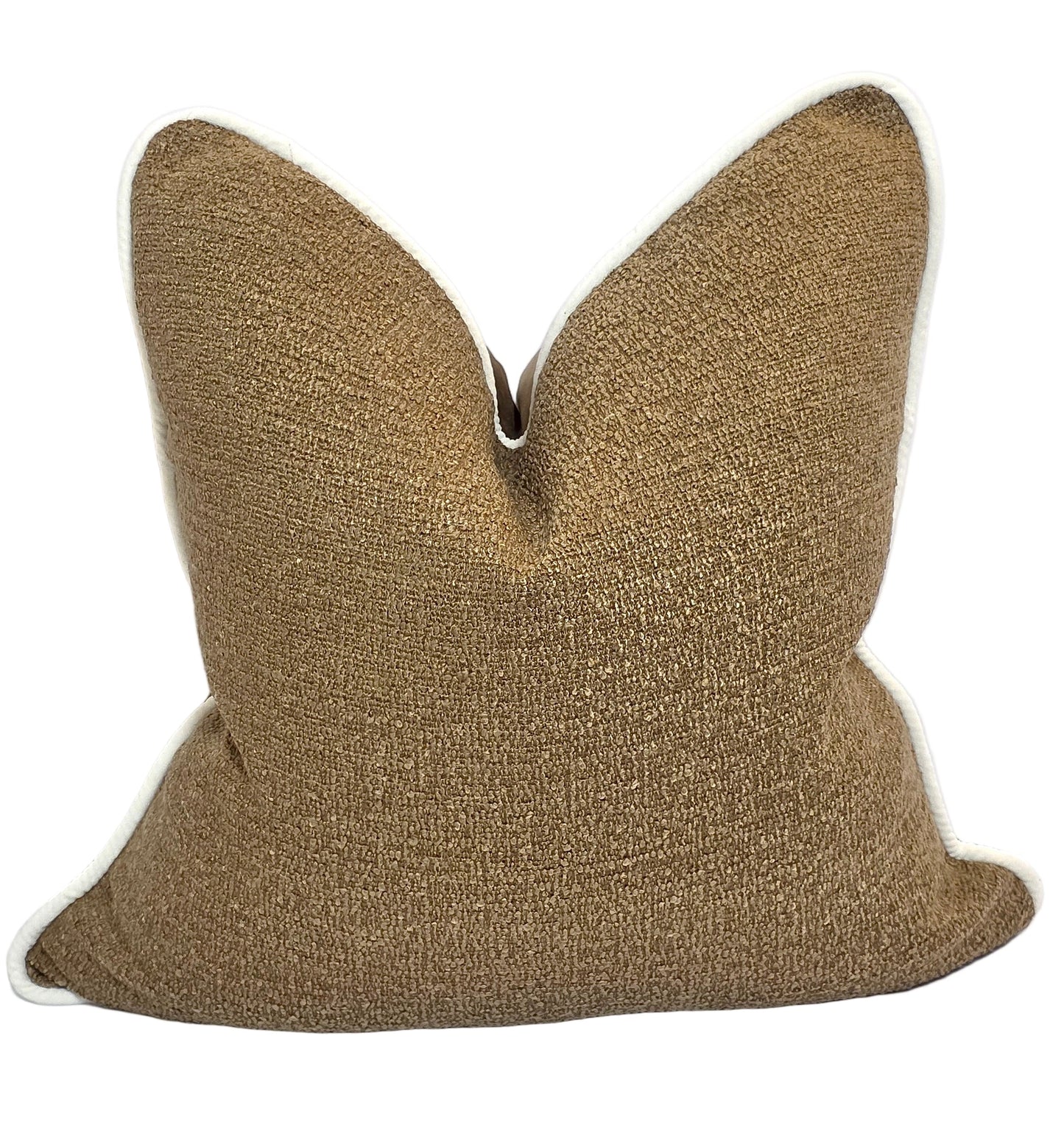 Faith & Repentance — Golden Sand Bouclé Cushion  (55×55 cm | Premium Duck Down Cushion)