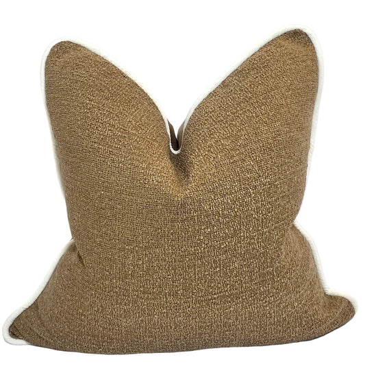 Faith & Repentance — Golden Sand Bouclé Cushion  (55×55 cm | Premium Duck Down Cushion)
