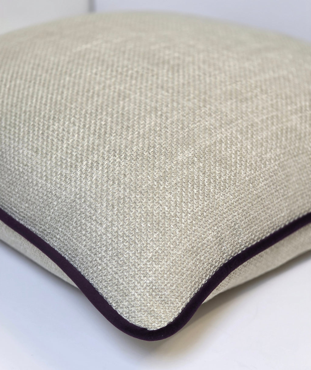 The Blood That Justifies Us Through Faith — Textured Beige Fabric (50×50 cm) | Premium Duck Down Cushion