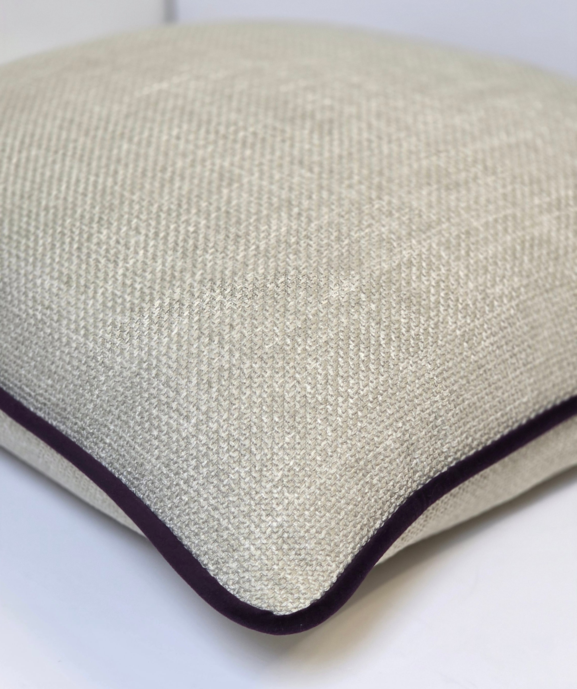 The Blood That Justifies Us Through Faith — Textured Beige Fabric (50×50 cm) | Premium Duck Down Cushion