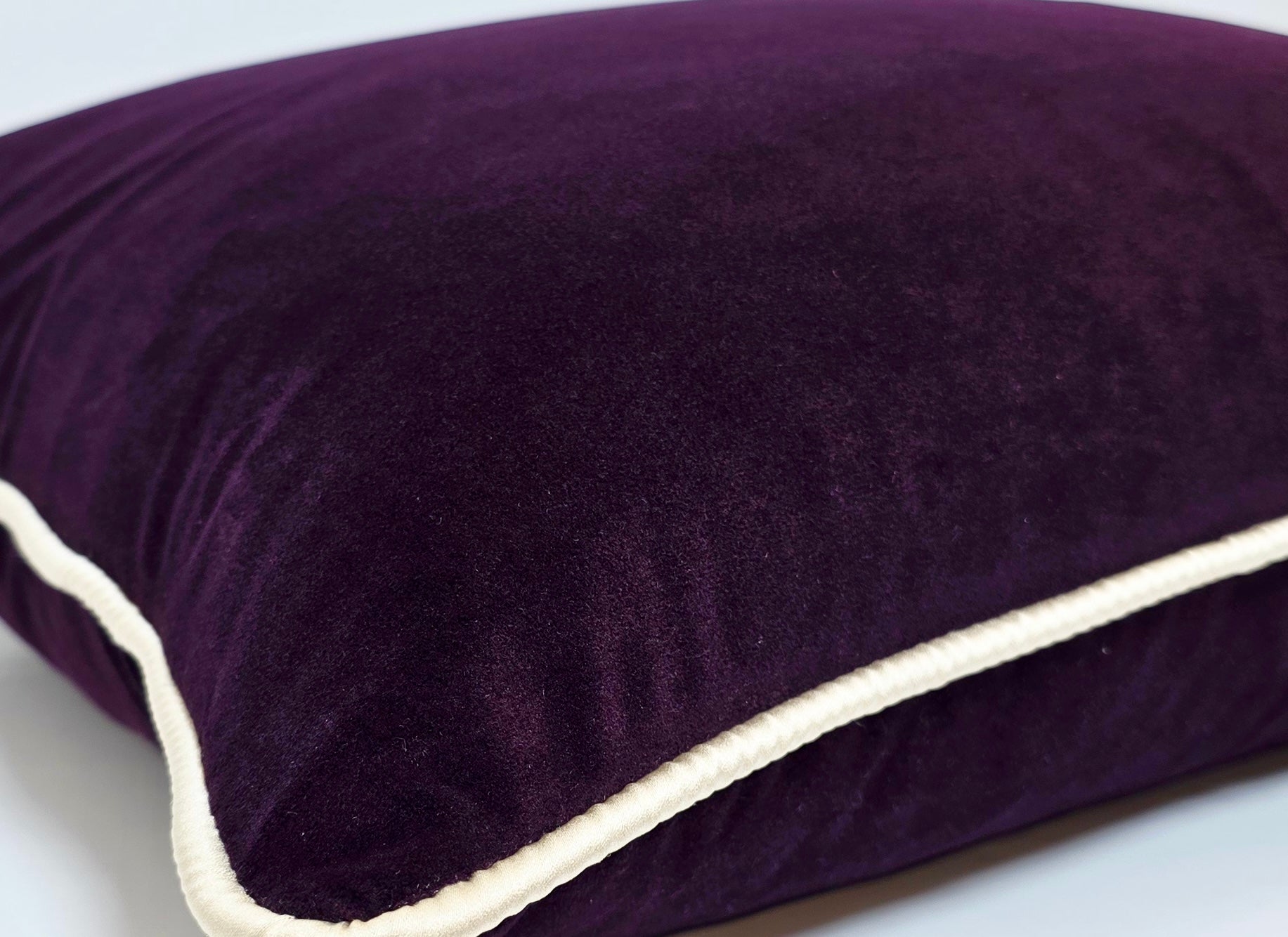 The Blood That Justified  Us Through Faith — Deep Royal Plum Velvet (50×50 cm) | Premium Duck Down Cushion