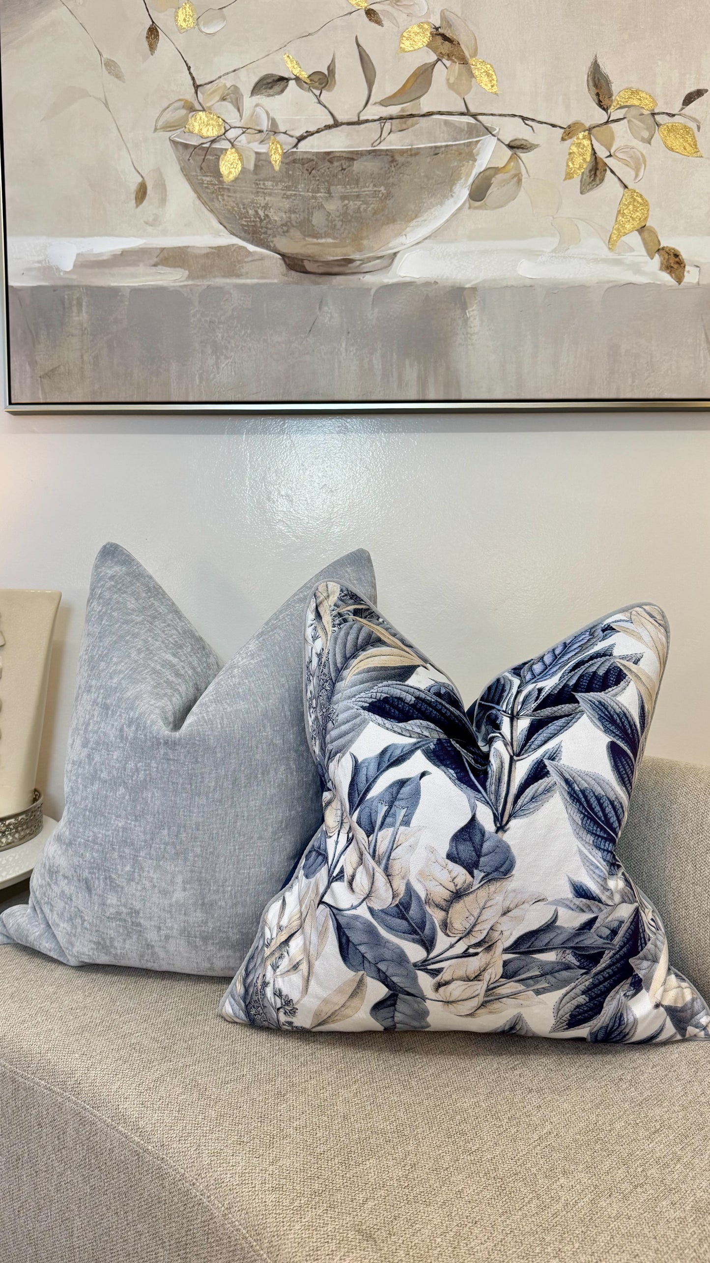 Gethsemane Mist — Dove Grey Velvet Cushion  (55×55 cm | Premium Duck Down Cushion)
