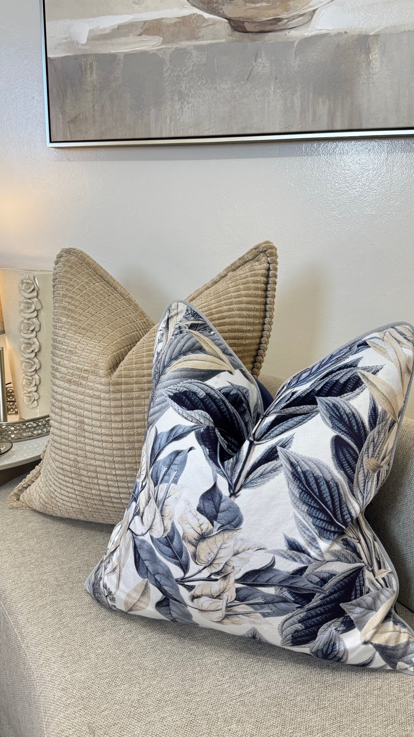 Gethsemane — sculpted texture oatmeal taupe Cushion  (55×55 cm | Premium Duck Down Cushion)
