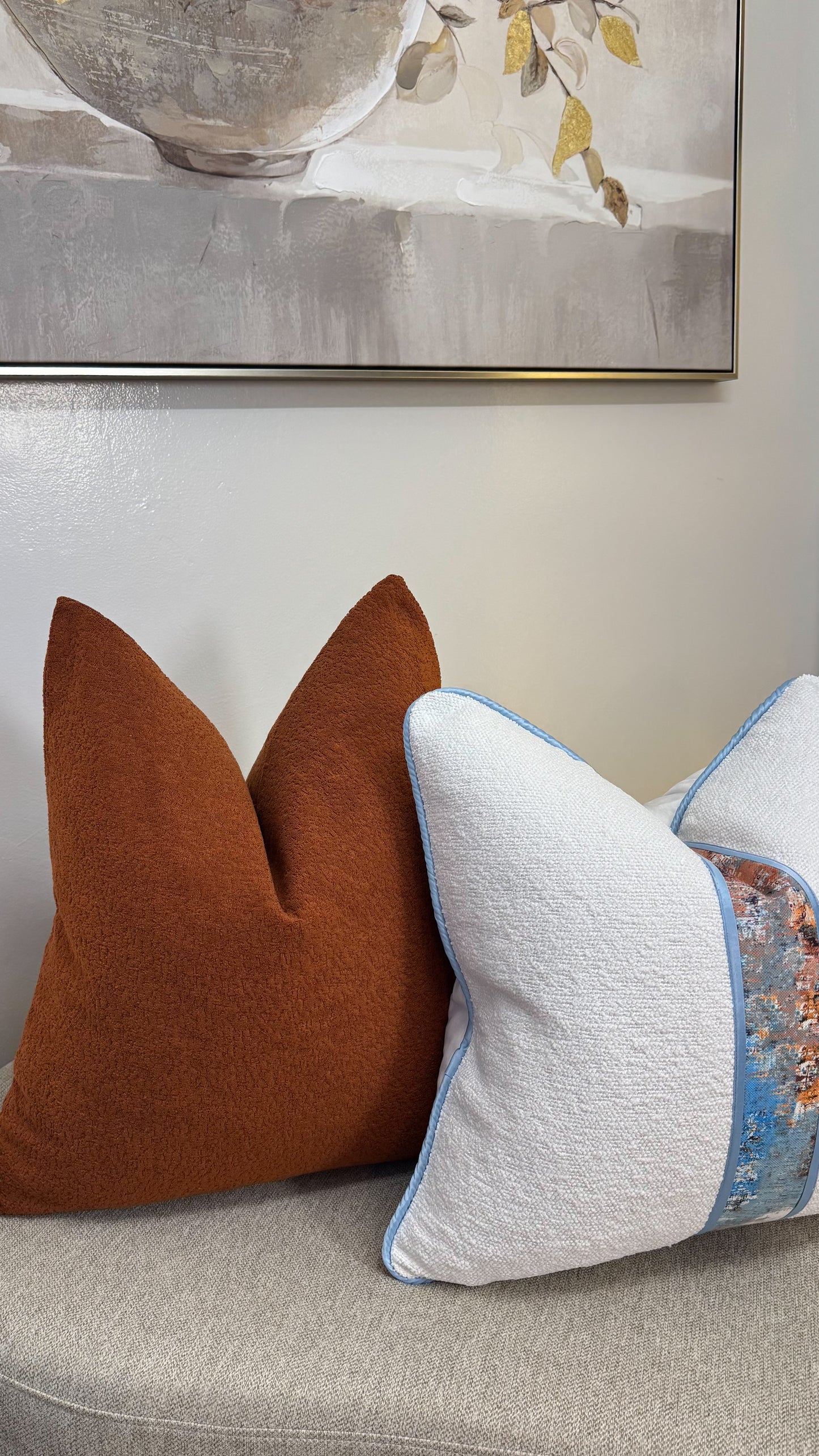 Holiness — Burnt Orange Bouclé Cushion  (55×55 cm | Premium Duck Down Cushion)