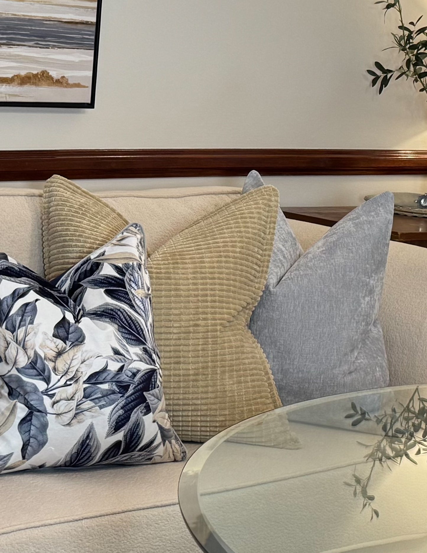Gethsemane — sculpted texture oatmeal taupe Cushion  (55×55 cm | Premium Duck Down Cushion)
