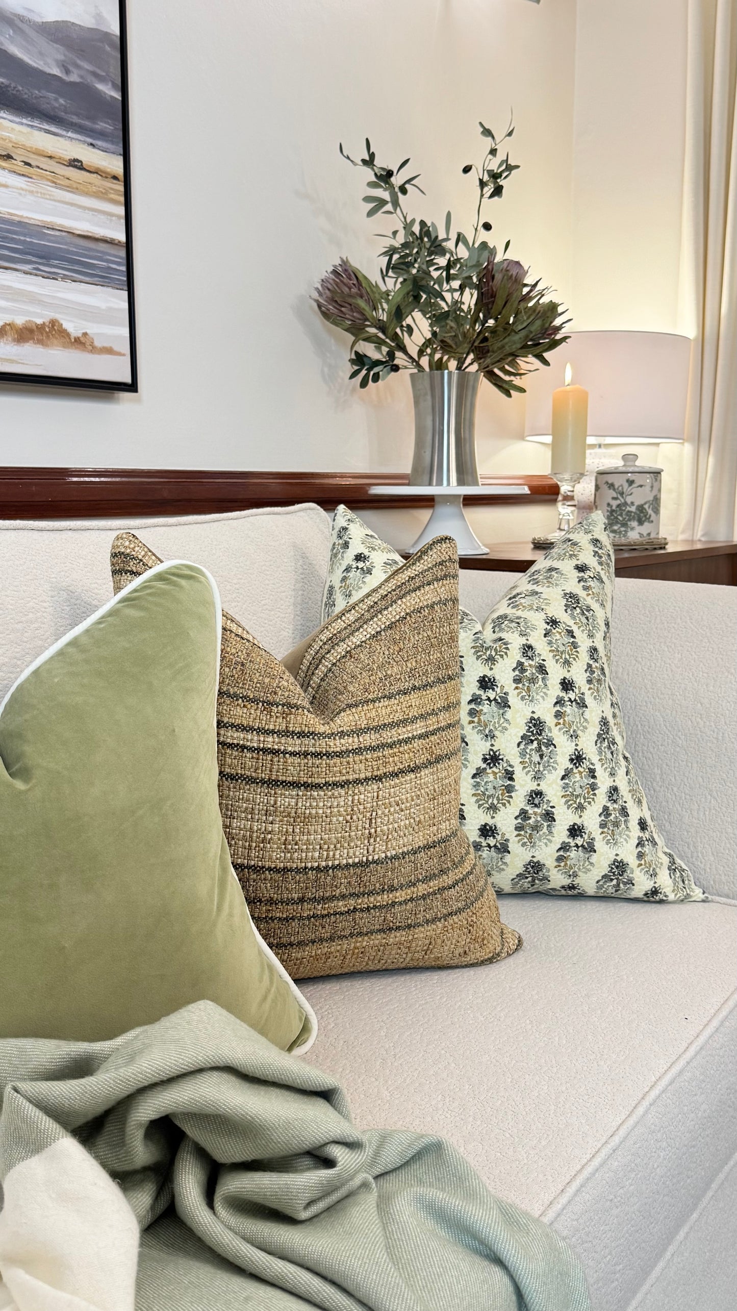 Faith & Repentance — Vintage Floral Linen Cushion  (55×55 cm | Premium Duck Down Cushion)