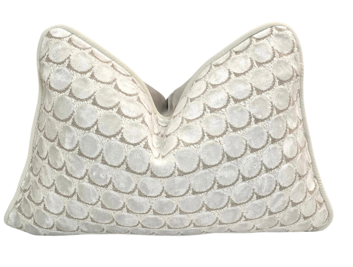 Salvation Is a Gift — Ivory Scallop Lumbar Cushion  (35×50 cm | Premium Duck Down Cushion)