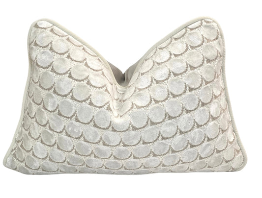 Salvation Is a Gift — Ivory Scallop Lumbar Cushion  (35×50 cm | Premium Duck Down Cushion)