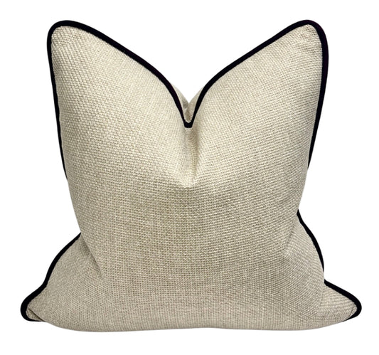 The Blood That Justifies Us Through Faith — Textured Beige Fabric (50×50 cm) | Premium Duck Down Cushion