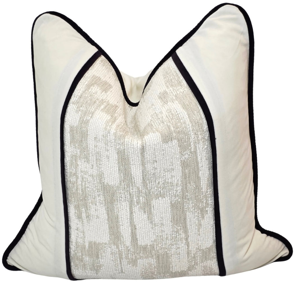 The Blood That Justifies Us Through Faith — Textured Ivory (50×50 cm) | Premium Duck Down Cushion