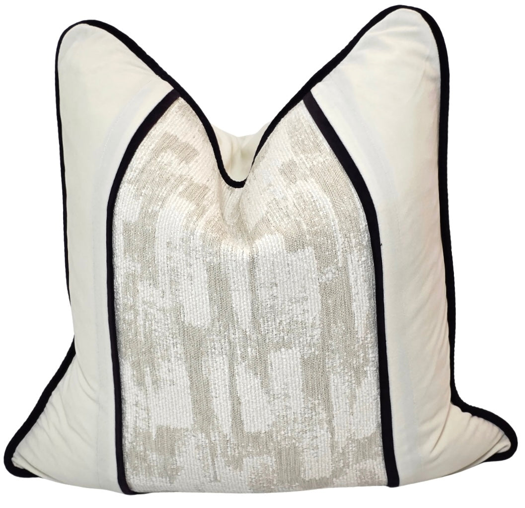 The Blood That Justifies Us Through Faith — Textured Ivory (50×50 cm) | Premium Duck Down Cushion