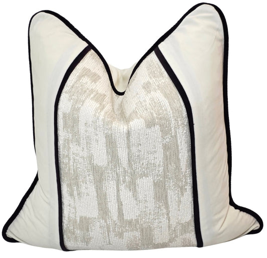 The Blood That Justifies Us Through Faith — Textured Ivory (50×50 cm) | Premium Duck Down Cushion
