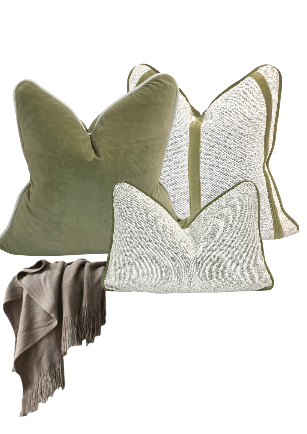 Victory Through Faith and Endurance — Olive Velvet Cushion (50×50 cm) | Premium Duck Down Cushion