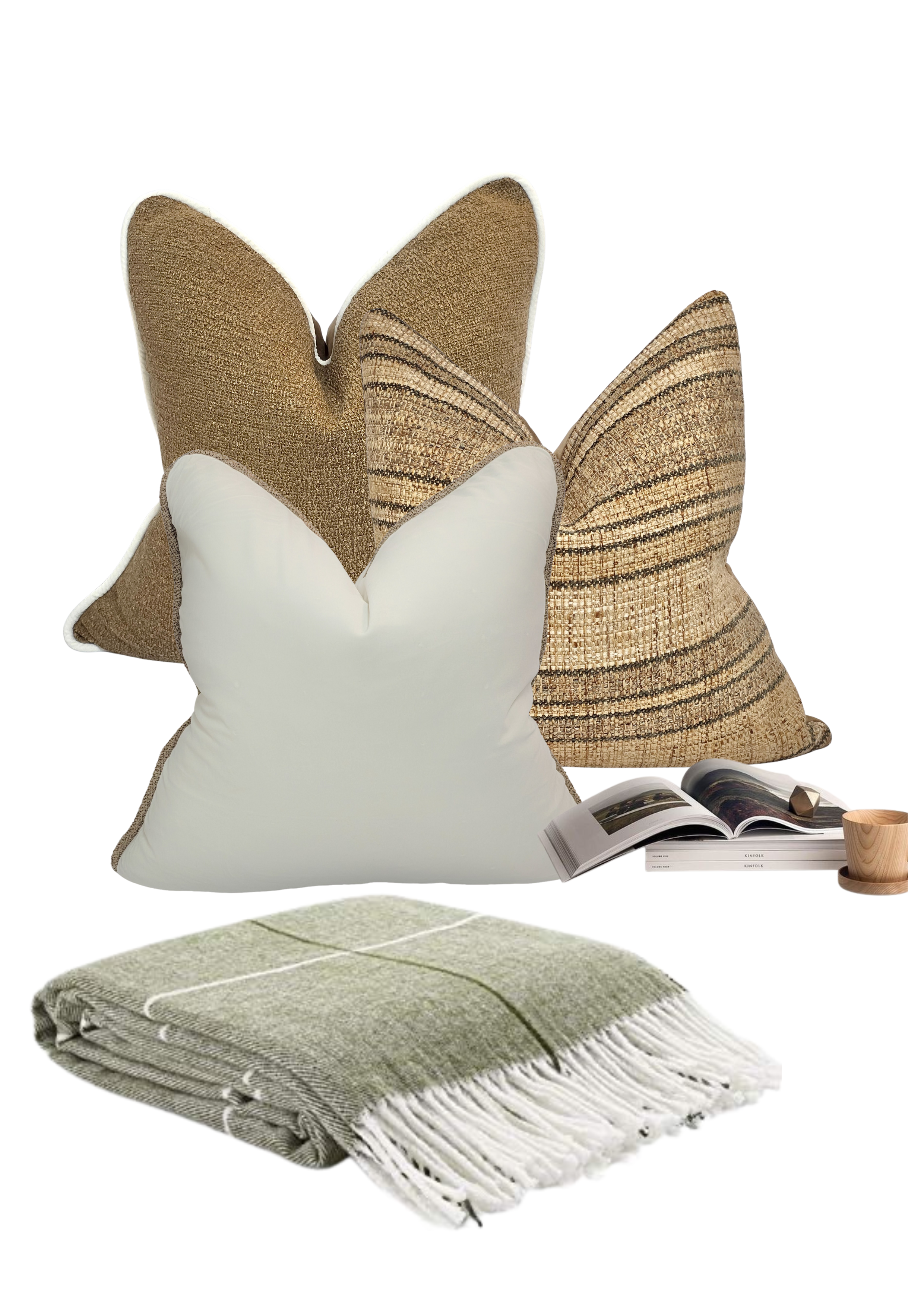 Faith and Repentance — Cream with Textured Brown Piping (50x50 cm) | Premium Duck Down Cushion