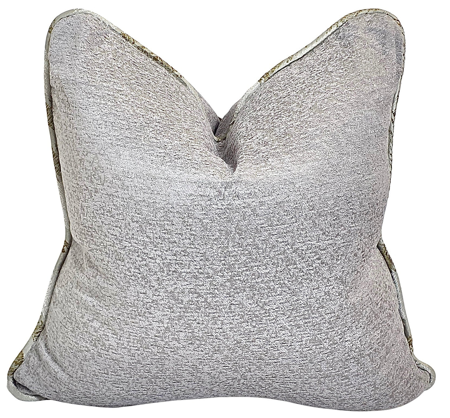 Coated In Glory — Grey Radiance with Gold Piping (50×50 cm) | Premium Duck Down Cushion