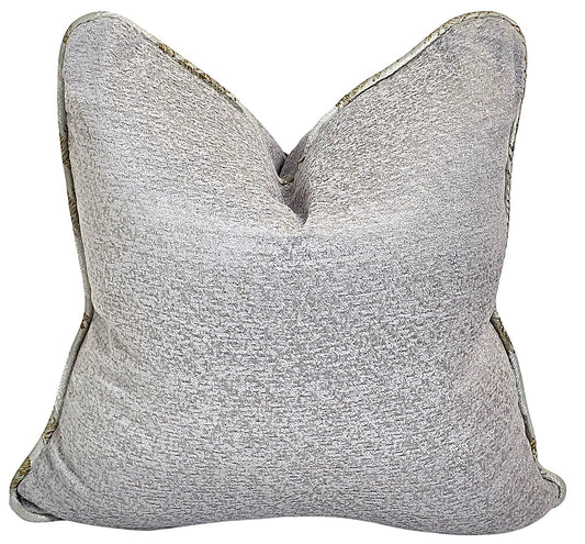 Coated In Glory — Grey Radiance with Gold Piping (50×50 cm) | Premium Duck Down Cushion