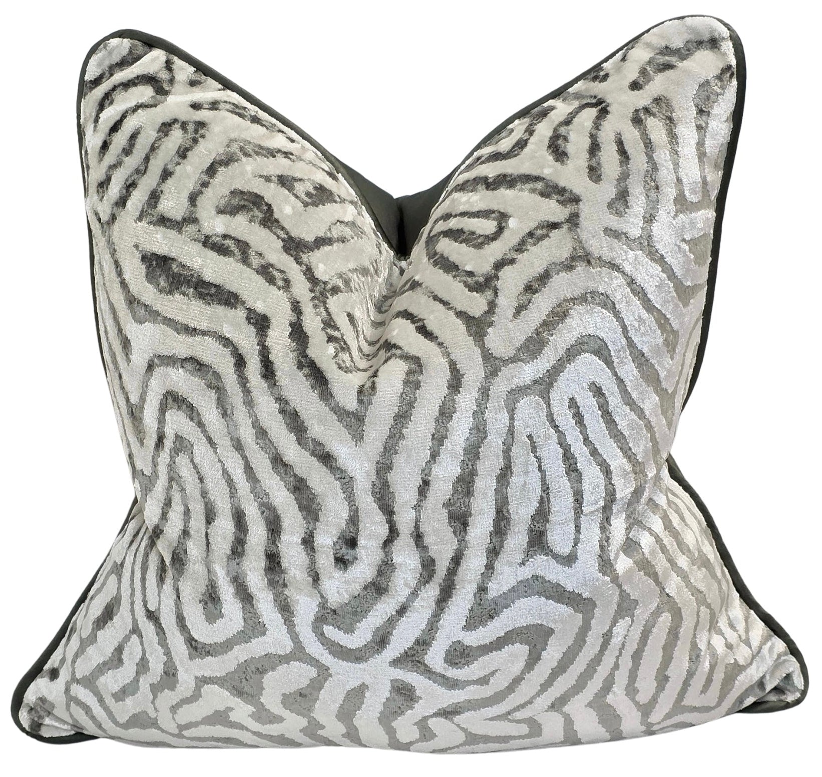Faith Led by Vision — Silver Embossed Velvet (50×50 cm) | Premium Duck Down Cushion