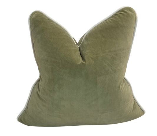 Victory Through Faith & Endurance — Olive Velvet Cushion  (55×55 cm | Premium Duck Down Cushion)