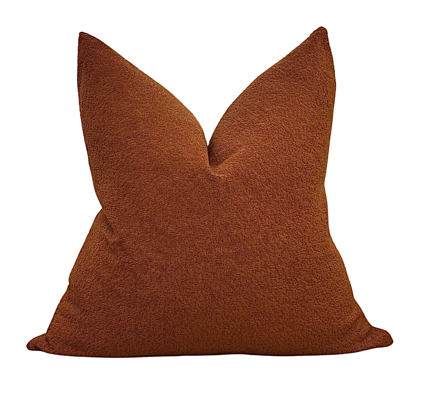 Holiness — Burnt Orange Bouclé Cushion  (55×55 cm | Premium Duck Down Cushion)