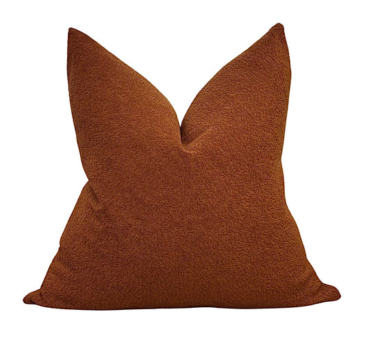 Holiness — Burnt Orange Bouclé Cushion  (55×55 cm | Premium Duck Down Cushion)